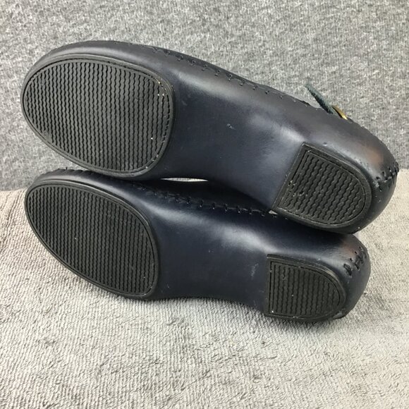 Natural Sport Navy Blue Sandal Wedge Heel Nubuck Leather Peep Toe Size 7M - Picture 5 of 8